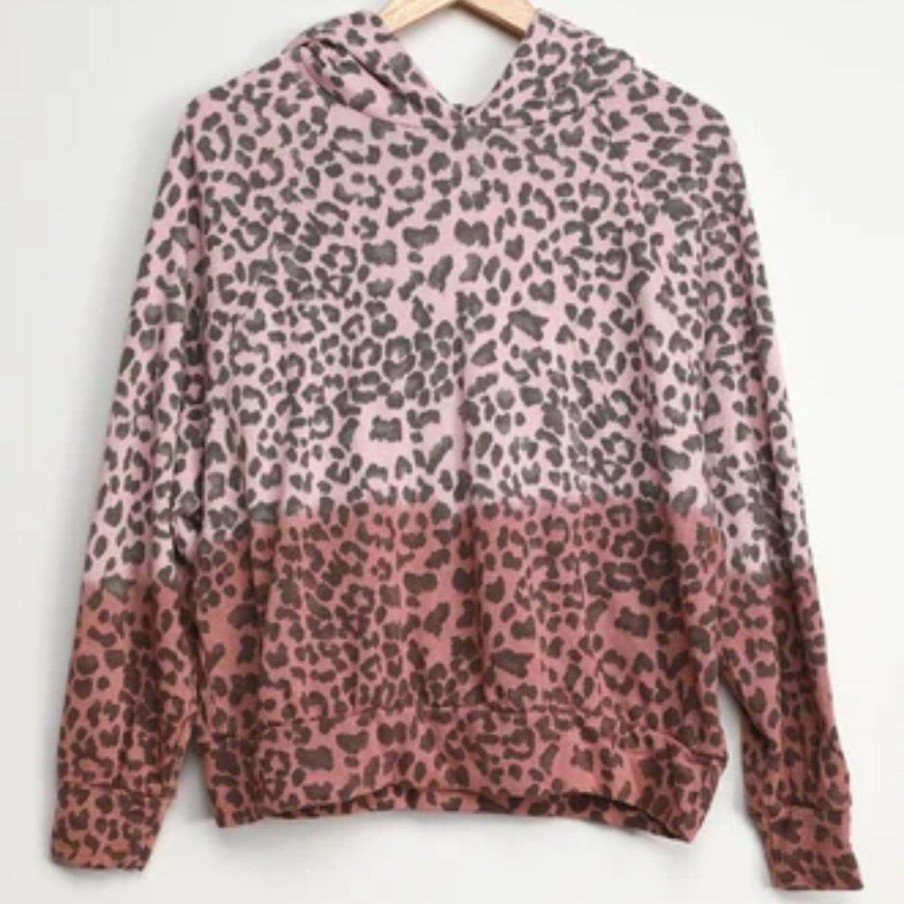 NWOT Lulu's Record Breaker Blush Leopard Print Ombre Hoodie Animal Print Hoodie